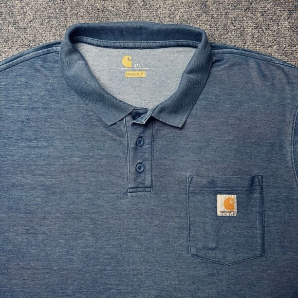 Carhartt Other - Carhartt Original Fit Short Sleeve Polo Shirt Pocket Blue Men’s 2XL Snag